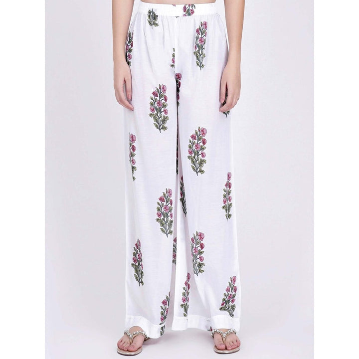 First Resort by Ramola Bachchan White Floral Pants