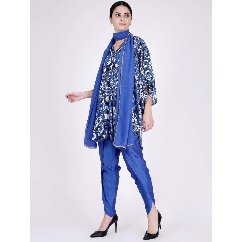First Resort by Ramola Bachchan Azure Blue And White Paisley Pants And Dupatta Set (Set of 3)