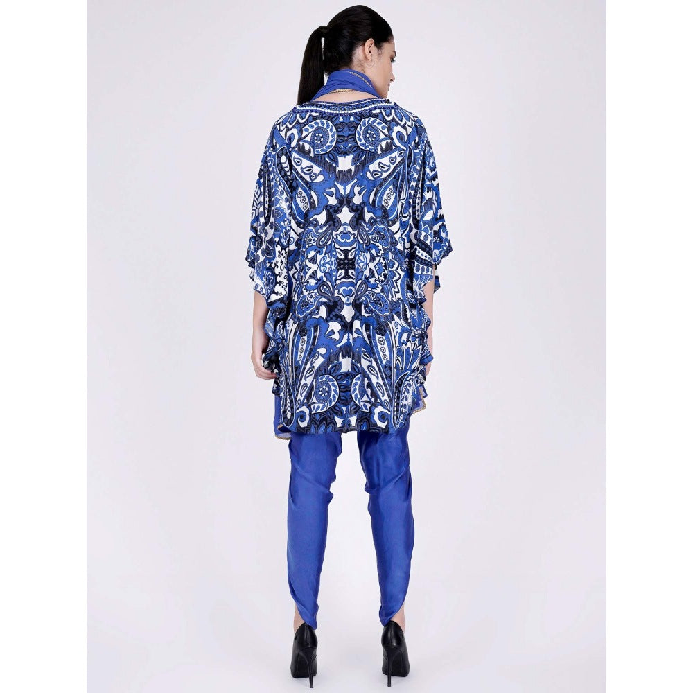 First Resort by Ramola Bachchan Azure Blue And White Paisley Pants And Dupatta Set (Set of 3)