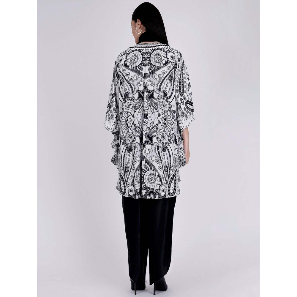 First Resort by Ramola Bachchan Black And White Paisley Pants And Dupatta Set (Set of 3)