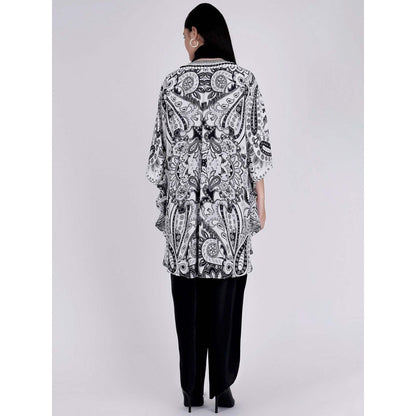 First Resort by Ramola Bachchan Black And White Paisley Pants And Dupatta Set (Set of 3)