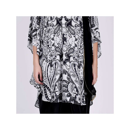 First Resort by Ramola Bachchan Black And White Paisley Pants And Dupatta Set (Set of 3)