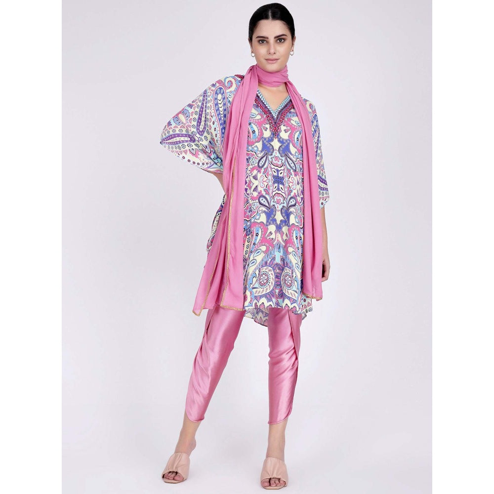 First Resort by Ramola Bachchan Mauve And Blue Paisley Pants And Dupatta Set (Set of 3)