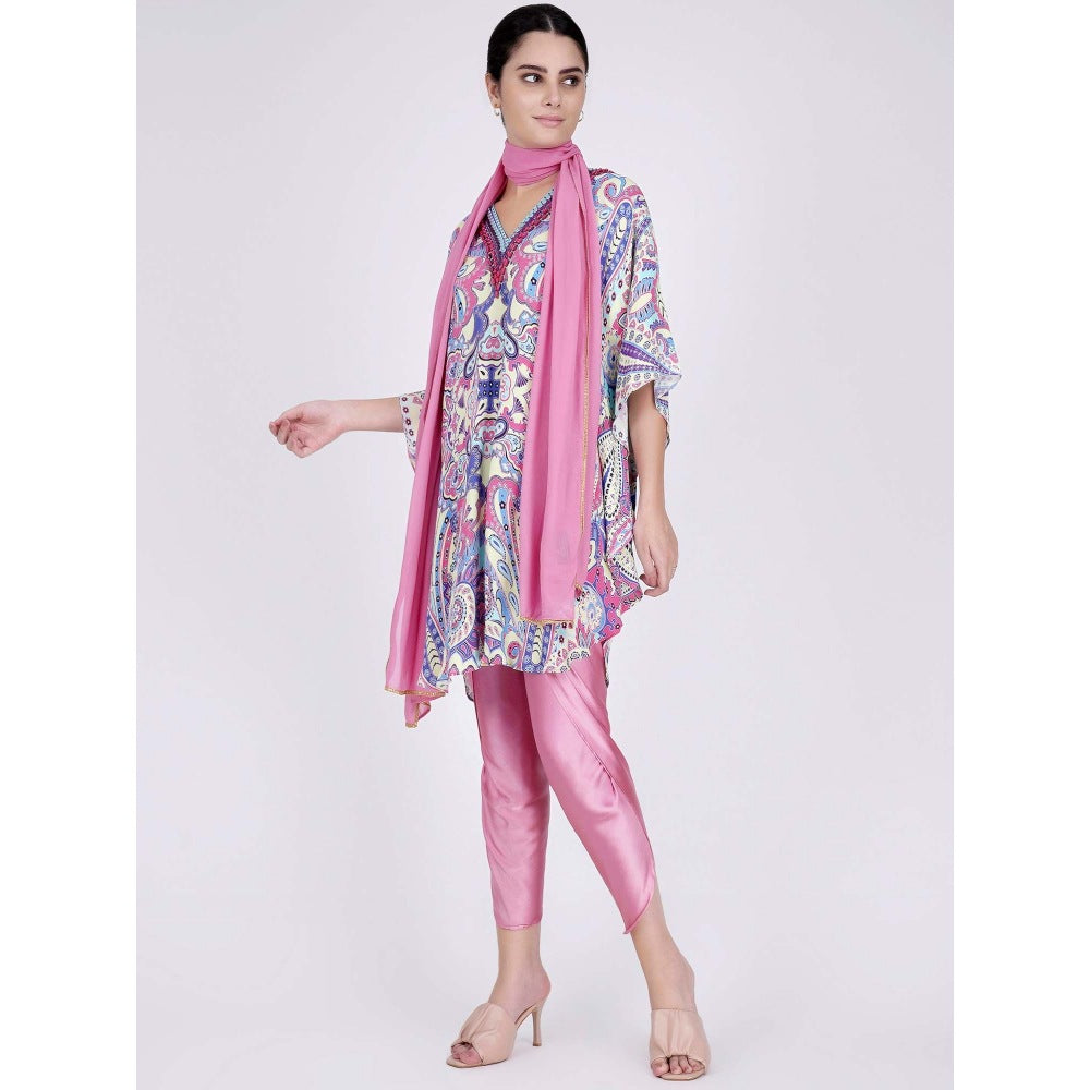 First Resort by Ramola Bachchan Mauve And Blue Paisley Pants And Dupatta Set (Set of 3)