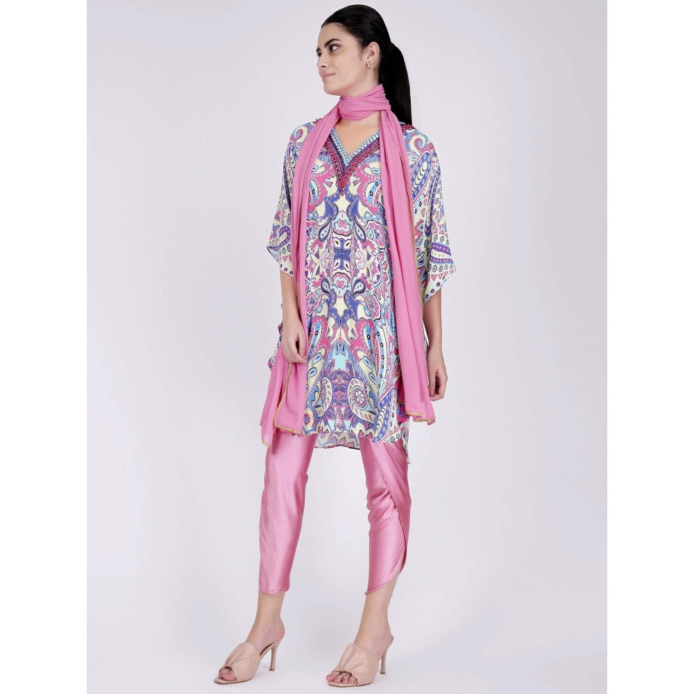 First Resort by Ramola Bachchan Mauve And Blue Paisley Pants And Dupatta Set (Set of 3)