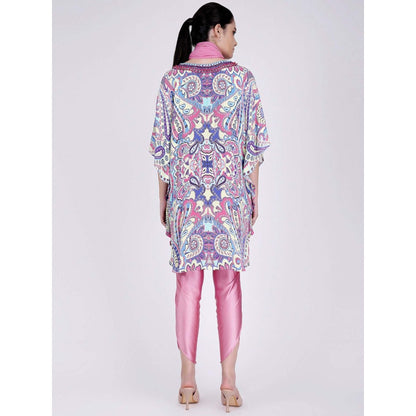First Resort by Ramola Bachchan Mauve And Blue Paisley Pants And Dupatta Set (Set of 3)