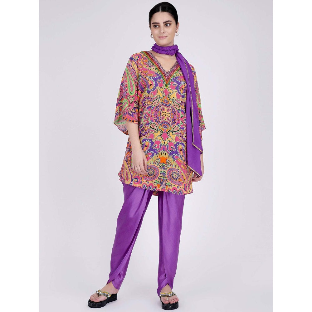 First Resort by Ramola Bachchan Rose Pink And Yellow Paisley Pants And Dupatta Set (Set of 3)