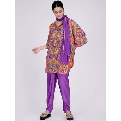 First Resort by Ramola Bachchan Rose Pink And Yellow Paisley Pants And Dupatta Set (Set of 3)