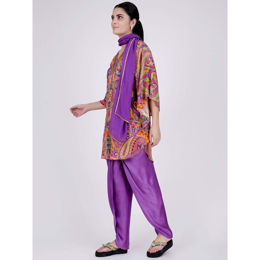 First Resort by Ramola Bachchan Rose Pink And Yellow Paisley Pants And Dupatta Set (Set of 3)