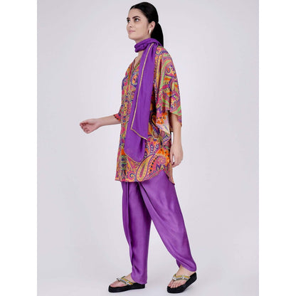 First Resort by Ramola Bachchan Rose Pink And Yellow Paisley Pants And Dupatta Set (Set of 3)