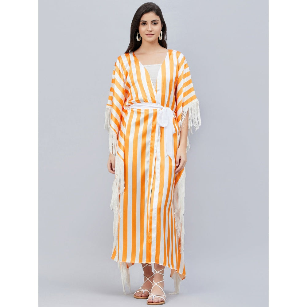 First Resort by Ramola Bachchan Orange Full Length Cover-Up (Set of 2)