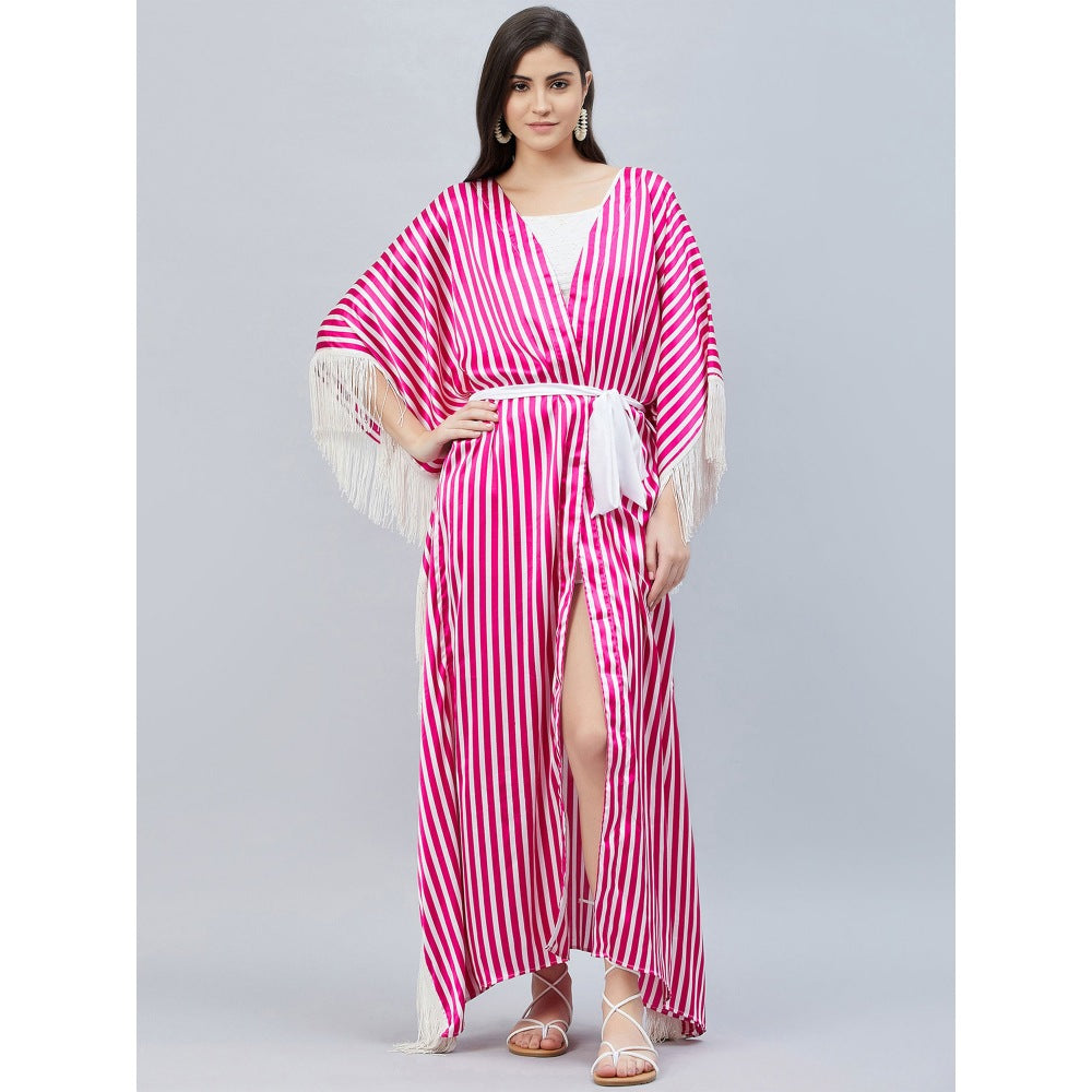 First Resort by Ramola Bachchan Pink And White Full Length Cover-Up (Set of 2)
