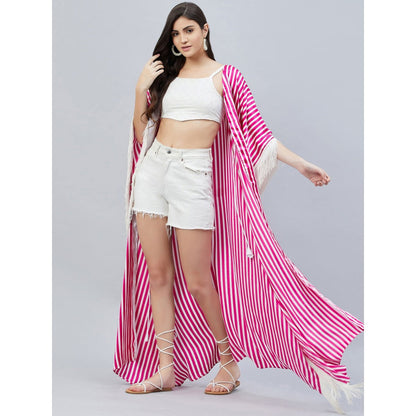 First Resort by Ramola Bachchan Pink And White Full Length Cover-Up (Set of 2)