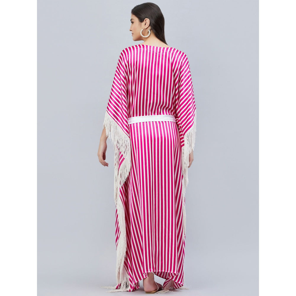 First Resort by Ramola Bachchan Pink And White Full Length Cover-Up (Set of 2)