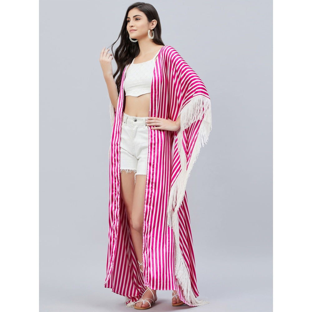 First Resort by Ramola Bachchan Pink And White Full Length Cover-Up (Set of 2)