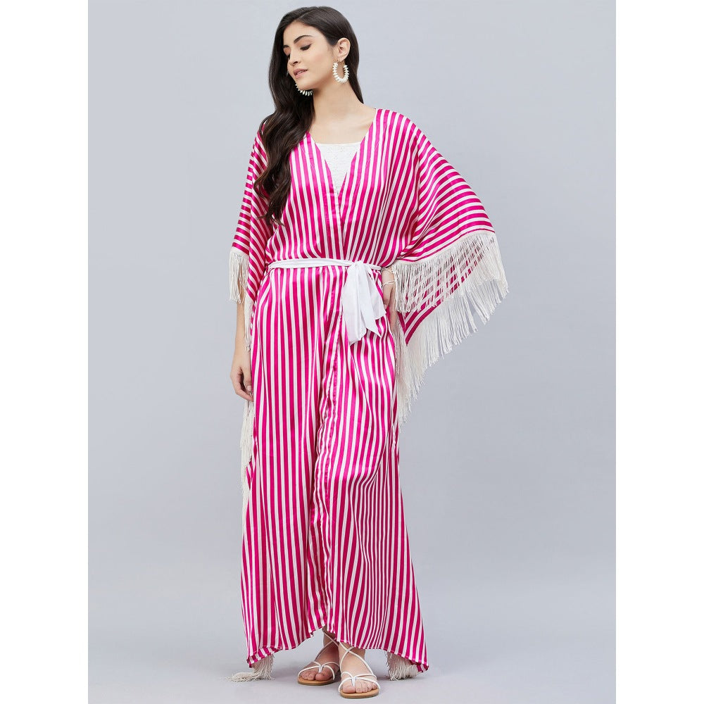 First Resort by Ramola Bachchan Pink And White Full Length Cover-Up (Set of 2)