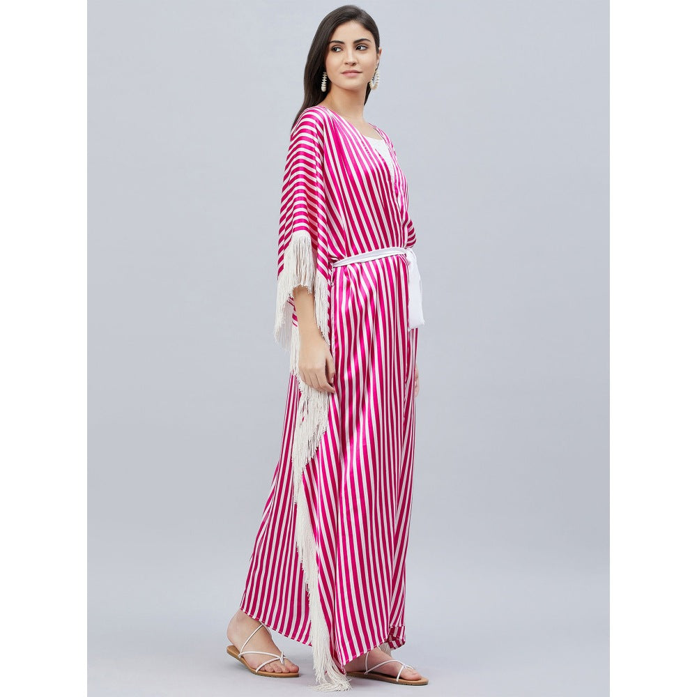 First Resort by Ramola Bachchan Pink And White Full Length Cover-Up (Set of 2)