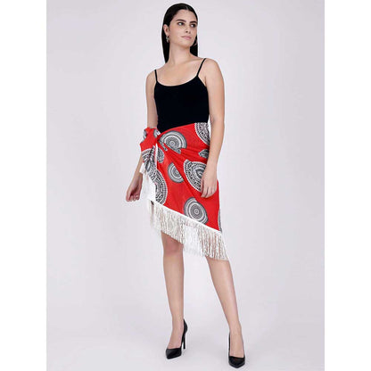 First Resort by Ramola Bachchan Red Geometric Print Short Sarong