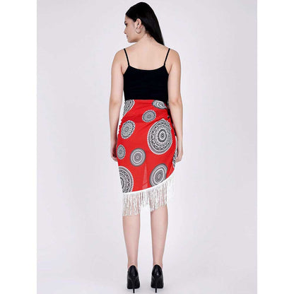 First Resort by Ramola Bachchan Red Geometric Print Short Sarong