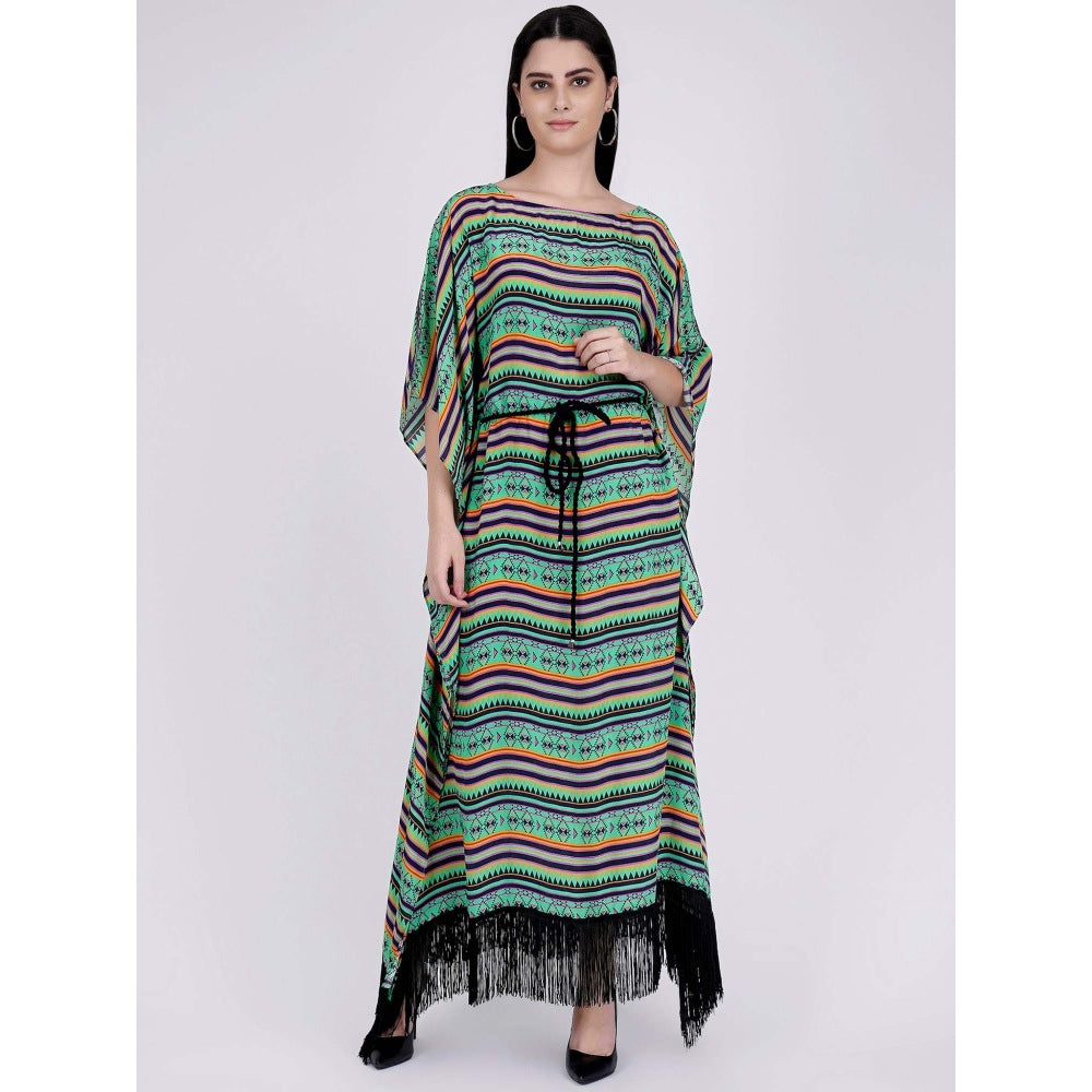 First Resort by Ramola Bachchan Green And Yellow Aztec Poncho Dress (Set of 2)