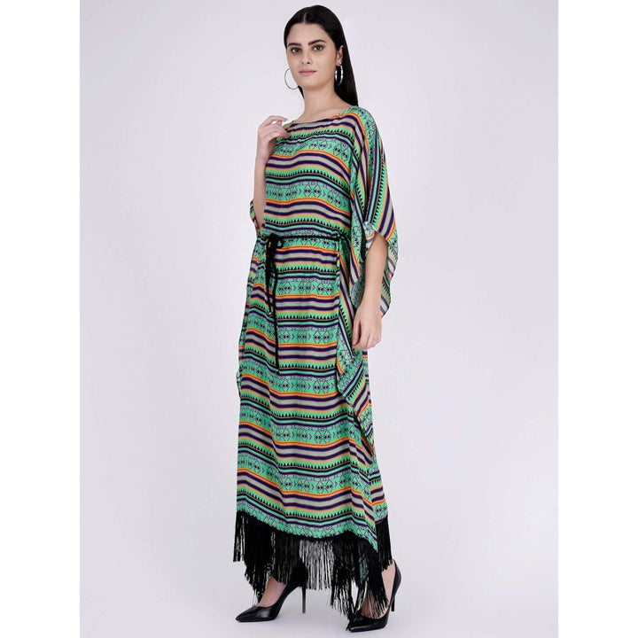 First Resort by Ramola Bachchan Green And Yellow Aztec Poncho Dress (Set of 2)