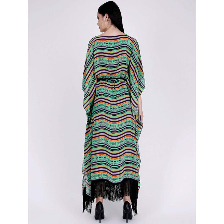 First Resort by Ramola Bachchan Green And Yellow Aztec Poncho Dress (Set of 2)