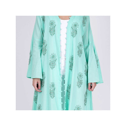 First Resort by Ramola Bachchan Green Embellished Coat Dress
