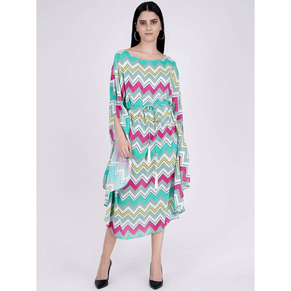 First Resort by Ramola Bachchan Pink And Green Chevron Long Dress (Set of 2)
