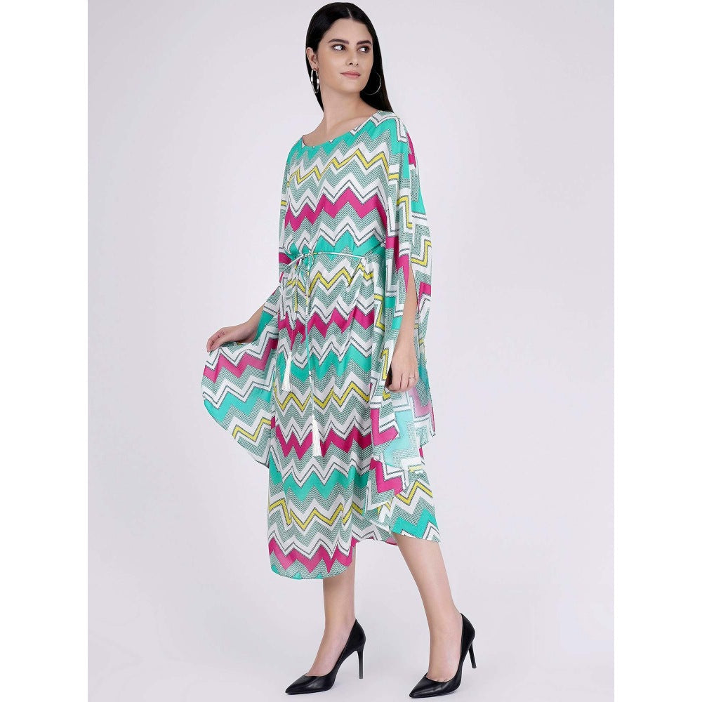 First Resort by Ramola Bachchan Pink And Green Chevron Long Dress (Set of 2)