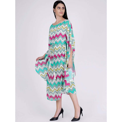 First Resort by Ramola Bachchan Pink And Green Chevron Long Dress (Set of 2)