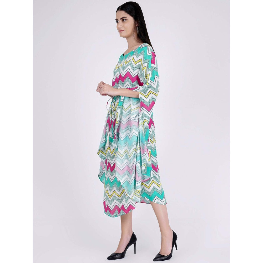 First Resort by Ramola Bachchan Pink And Green Chevron Long Dress (Set of 2)