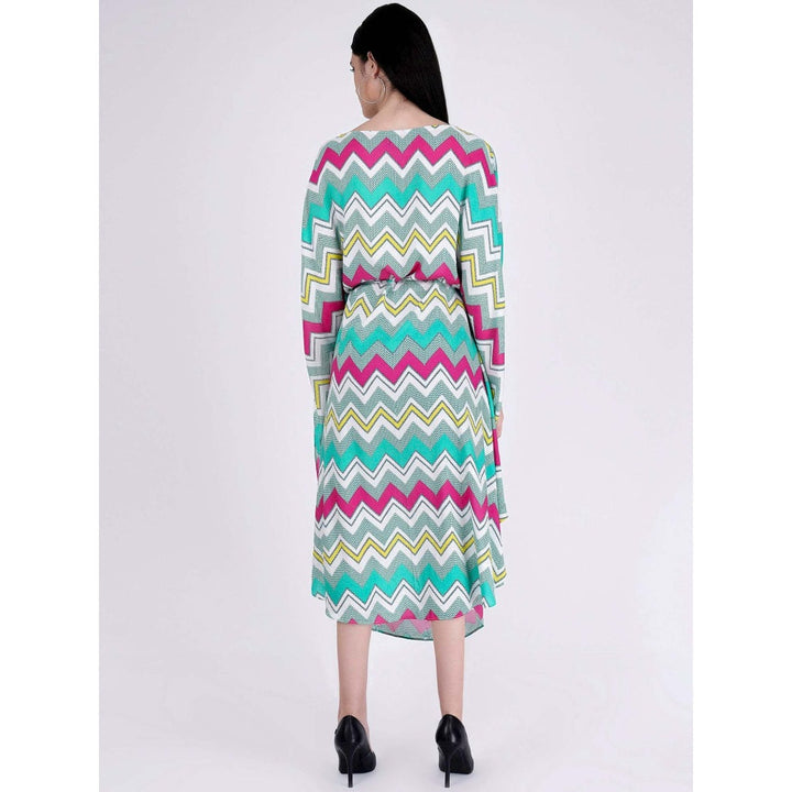 First Resort by Ramola Bachchan Pink And Green Chevron Long Dress (Set of 2)