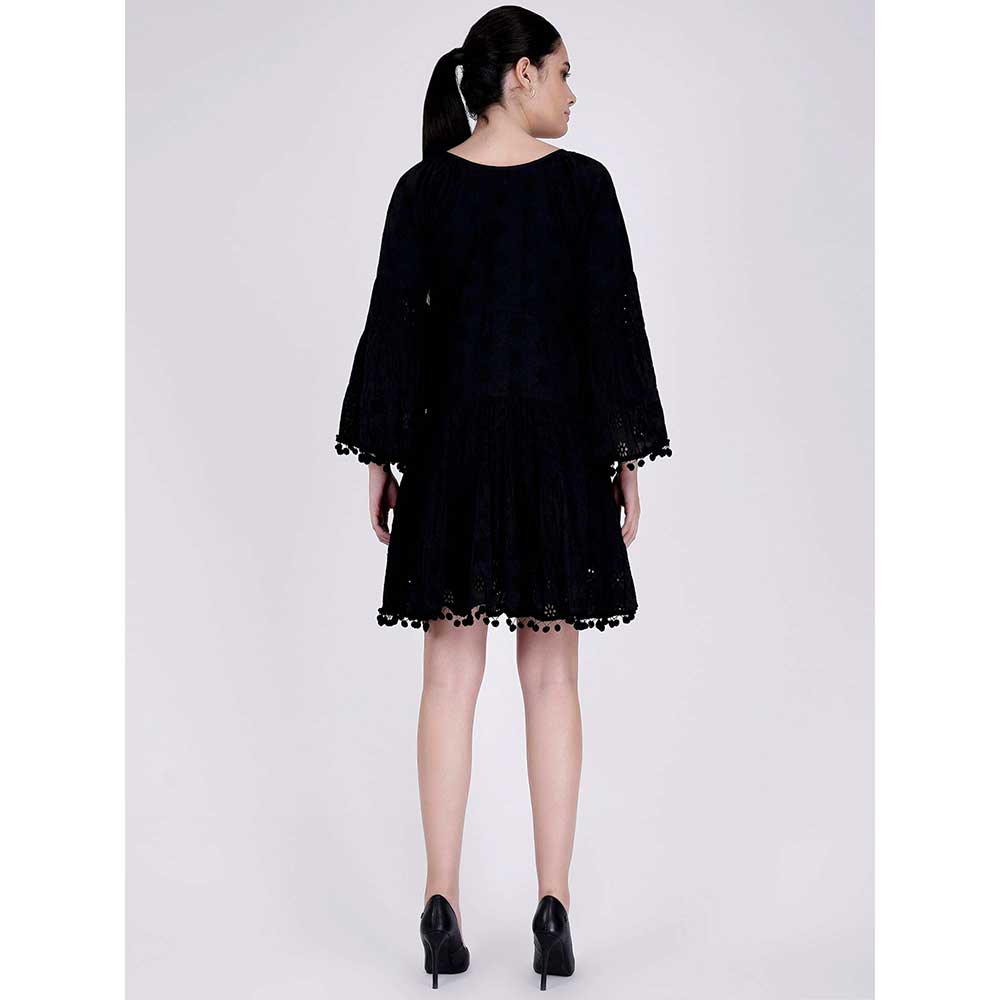 First Resort by Ramola Bachchan Black Eyelet Dress