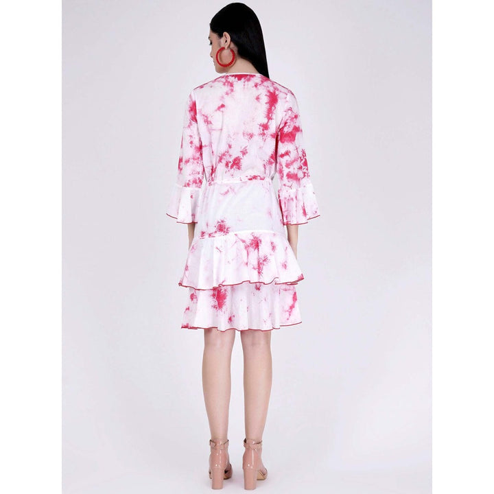 First Resort by Ramola Bachchan Pink Tie-Dye Frill Dress