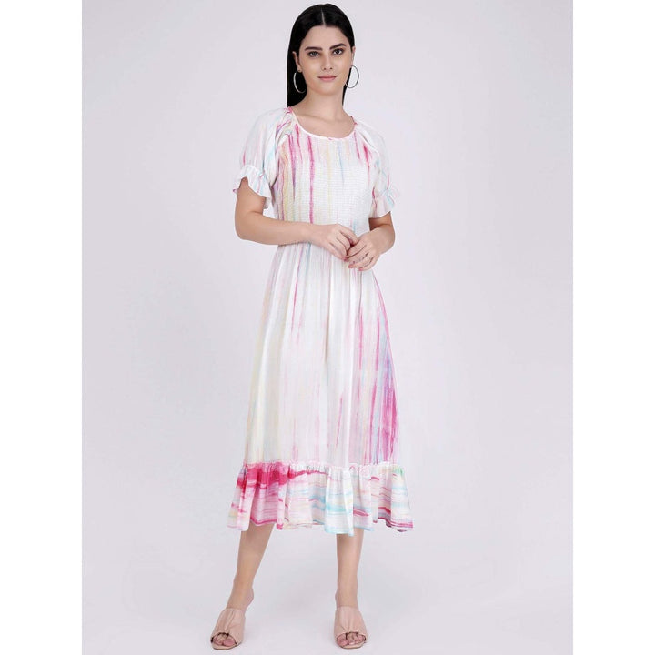 First Resort by Ramola Bachchan Multicoloured Tie-Dye Long Dress With Frill