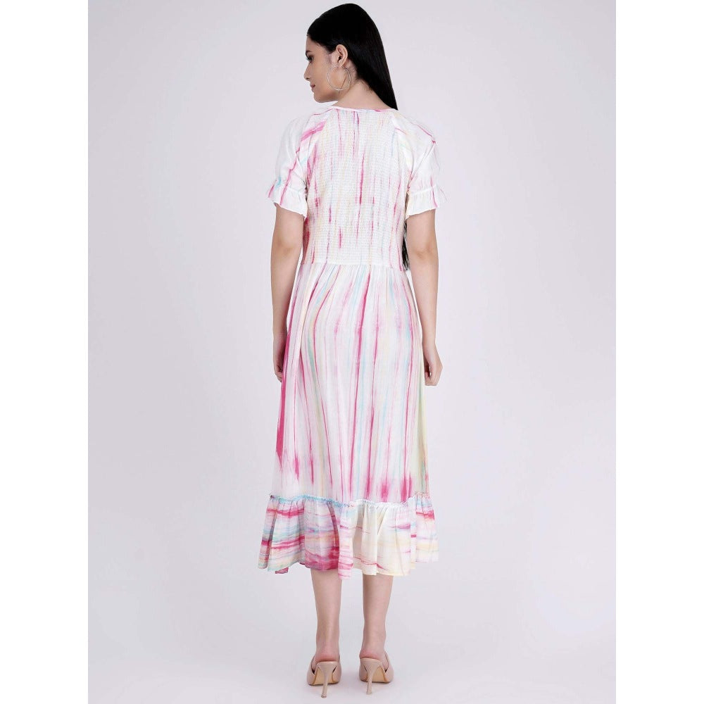 First Resort by Ramola Bachchan Multicoloured Tie-Dye Long Dress With Frill