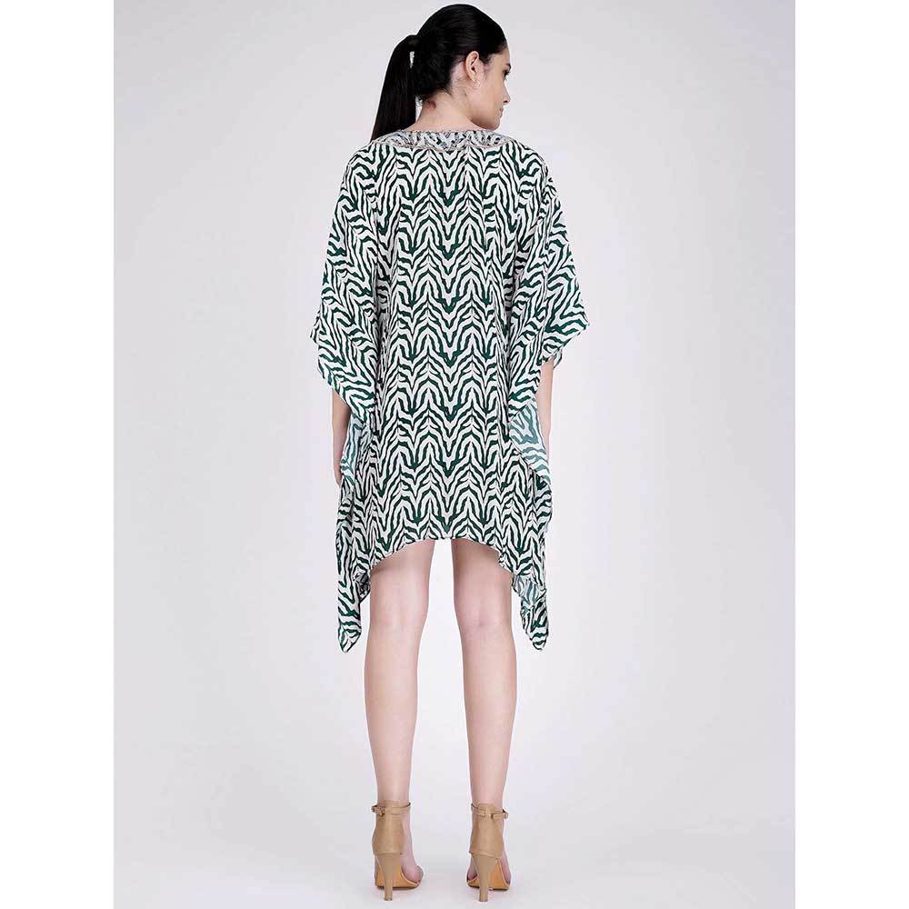 First Resort by Ramola Bachchan Green Zebra Print Kaftan Tunic