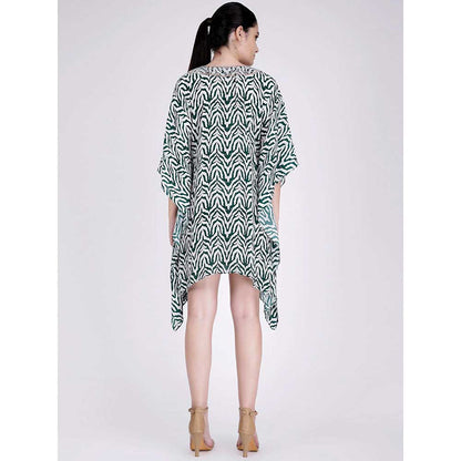 First Resort by Ramola Bachchan Green Zebra Print Kaftan Tunic