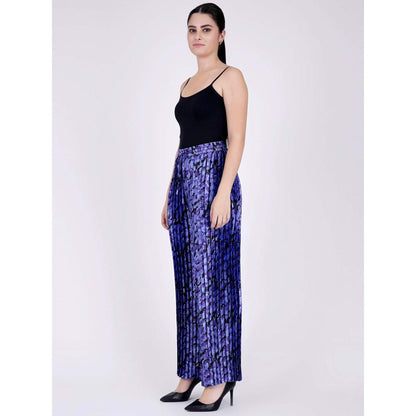 First Resort by Ramola Bachchan Blue Camouflage Print Knife Pleated Palazzo