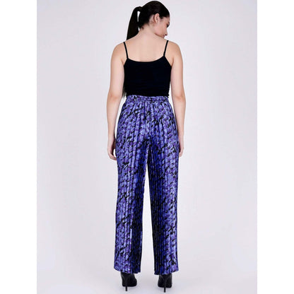 First Resort by Ramola Bachchan Blue Camouflage Print Knife Pleated Palazzo