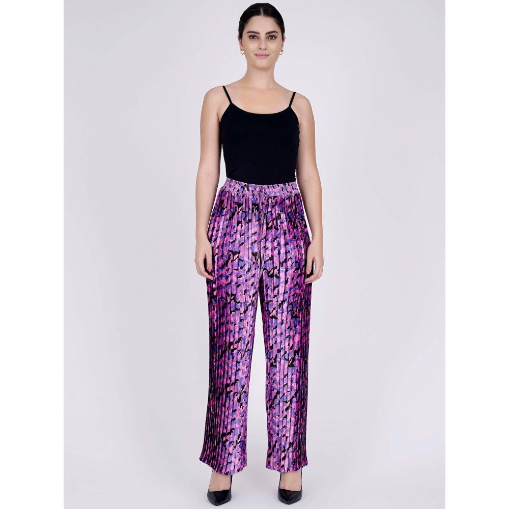 First Resort by Ramola Bachchan Pink Camouflage Print Knife Pleated Palazzo