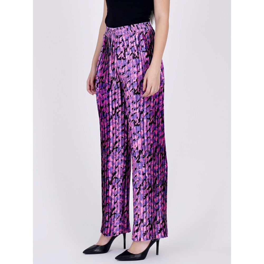First Resort by Ramola Bachchan Pink Camouflage Print Knife Pleated Palazzo