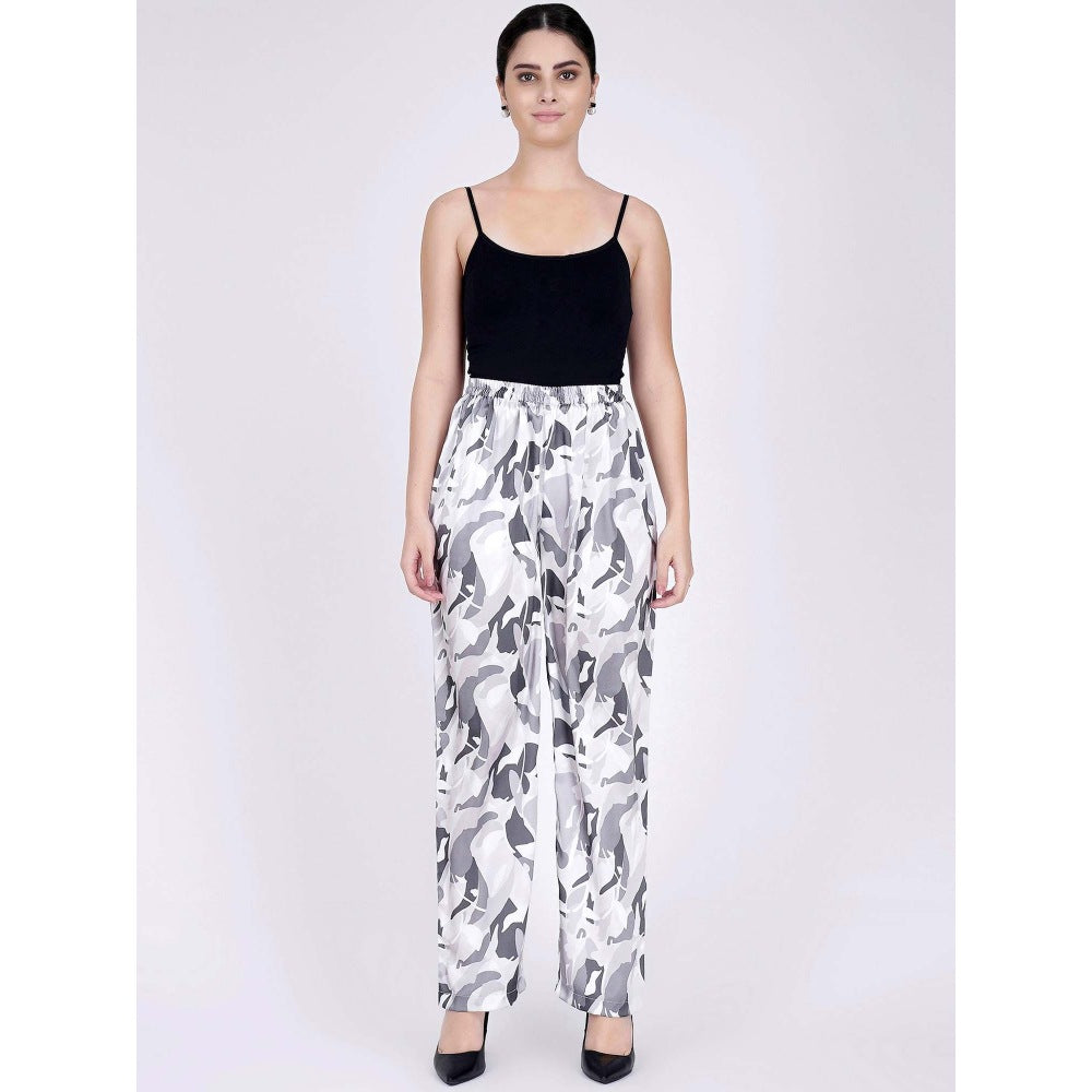 First Resort by Ramola Bachchan Grey Abstract Camouflage Printed Pants