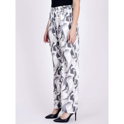 First Resort by Ramola Bachchan Grey Abstract Camouflage Printed Pants