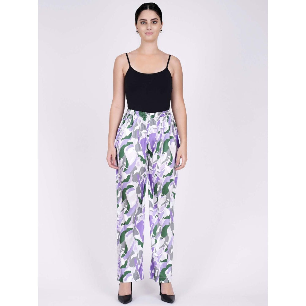 First Resort by Ramola Bachchan Purple Abstract Camouflage Printed Pants