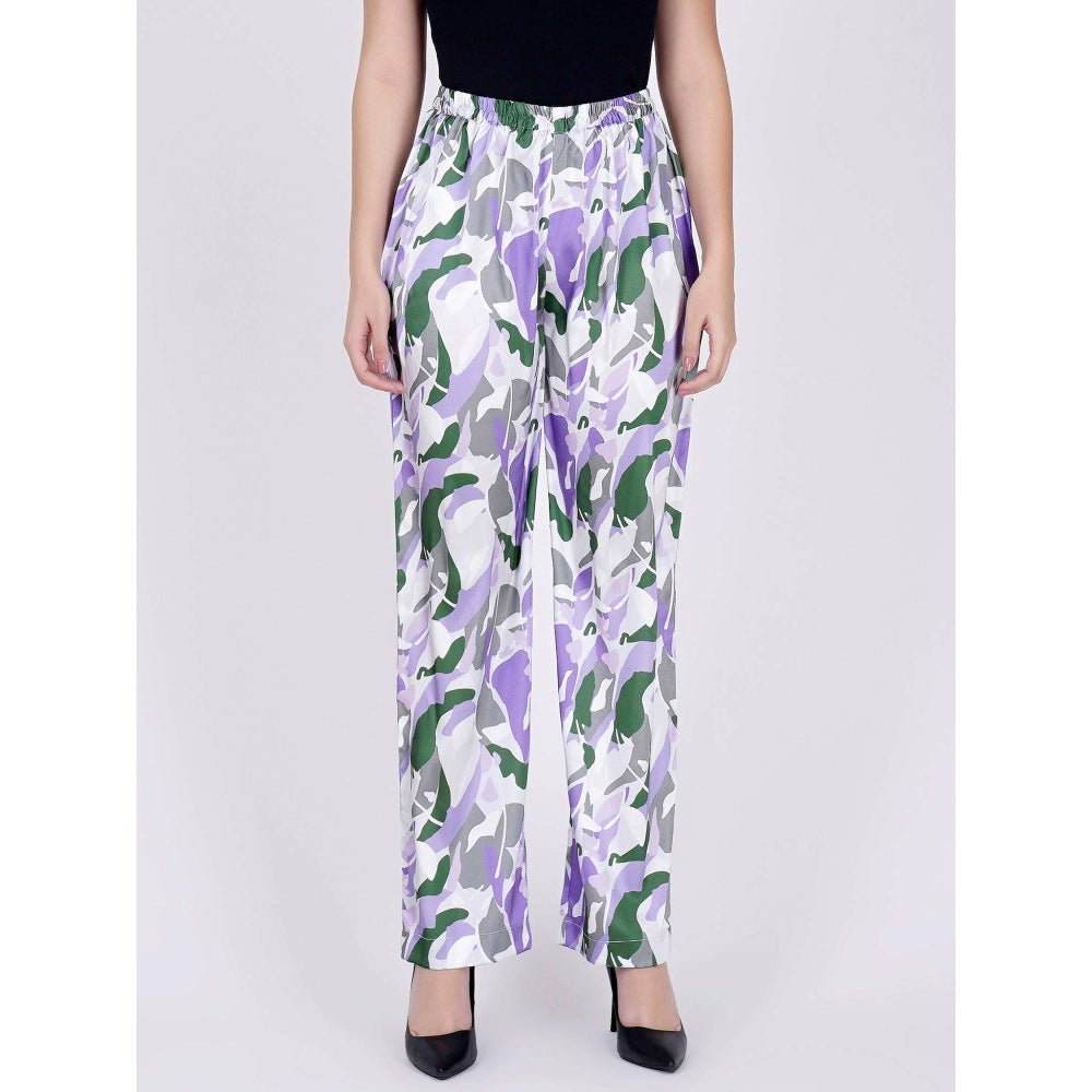 First Resort by Ramola Bachchan Purple Abstract Camouflage Printed Pants