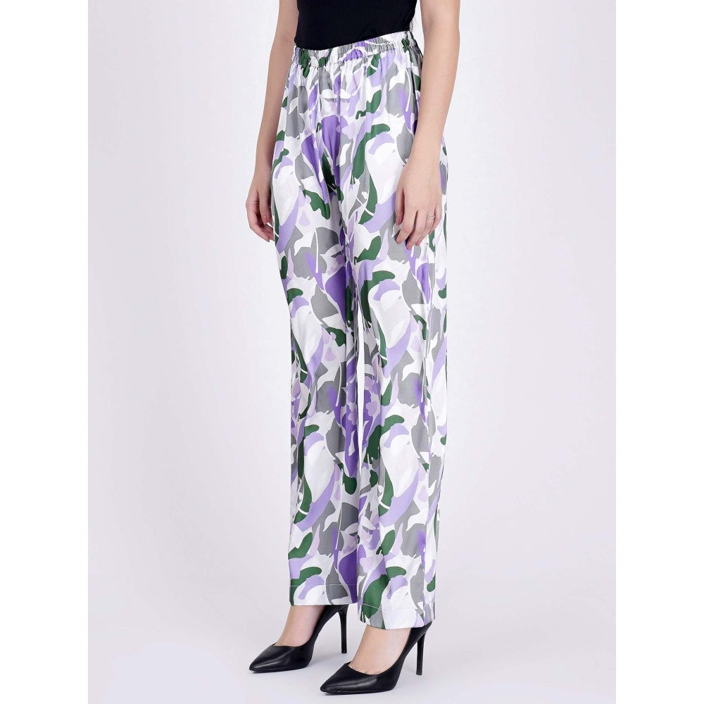 First Resort by Ramola Bachchan Purple Abstract Camouflage Printed Pants