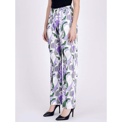 First Resort by Ramola Bachchan Purple Abstract Camouflage Printed Pants