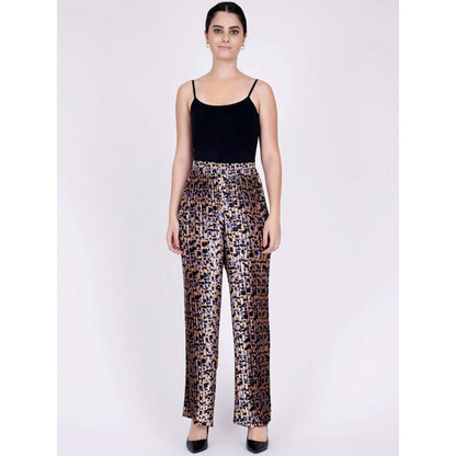 First Resort by Ramola Bachchan Beige Animal Print Top And Pleated Palazzo Set (Set of 2)
