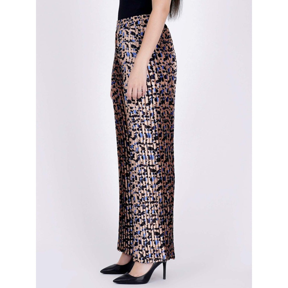 First Resort by Ramola Bachchan Beige Animal Print Top And Pleated Palazzo Set (Set of 2)